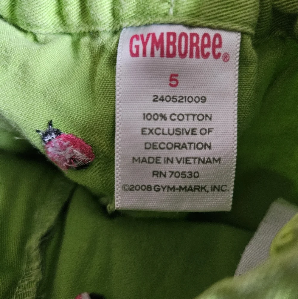 Gymboree Lime Green Kids Shorts with Pink Lady Bug Accents
